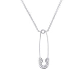 0.10ct 14k White Gold Diamond Safety Pin Pendant